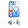 MARSİLYAN™- iPhone 11 Kılıf Ahenk Doku Özel Seri - Şeffaf Royal Nano Ekran Koruyucu + Raze Metal Kamera Lens - KI