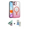 MARSİLYAN™- iPhone 11 Kılıf Ahenk Doku Özel Seri - Şeffaf Royal Nano Ekran Koruyucu + Raze Metal Kamera Lens - KI