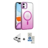 MARSİLYAN™- iPhone 11 Kılıf Ahenk Doku Özel Seri - Şeffaf Royal Nano Ekran Koruyucu + Raze Metal Kamera Lens - GS
