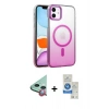 MARSİLYAN™- iPhone 11 Kılıf Ahenk Doku Özel Seri - Şeffaf Royal Nano Ekran Koruyucu + Raze Metal Kamera Lens - KI