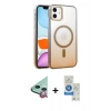 MARSİLYAN™- iPhone 11 Kılıf Ahenk Doku Özel Seri - Şeffaf Royal Nano Ekran Koruyucu + Raze Metal Kamera Lens - KI