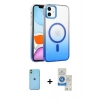 MARSİLYAN™- iPhone 11 Kılıf Ahenk Doku Özel Seri - Şeffaf Royal Nano Ekran Koruyucu + Neon Fosforlu Kamera Lens - YL