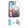 MARSİLYAN™- iPhone 11 Kılıf Ahenk Doku Özel Seri - Şeffaf Royal Nano Ekran Koruyucu + Neon Fosforlu Kamera Lens - YL