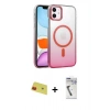 MARSİLYAN™- iPhone 11 Kılıf Ahenk Doku Özel Seri - Şeffaf Uv Polymer Nano Ekran Koruyucu + Rainbow Kamera Lens Koruma Cam - KI
