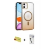 MARSİLYAN™- iPhone 11 Kılıf Ahenk Doku Özel Seri - Şeffaf Uv Polymer Nano Ekran Koruyucu + Rainbow Kamera Lens Koruma Cam - KI