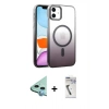MARSİLYAN™- iPhone 11 Kılıf Ahenk Doku Özel Seri - Şeffaf Uv Polymer Nano Ekran Koruyucu + Mavi Raze Metal Kamera Lens