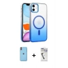MARSİLYAN™- iPhone 11 Kılıf Ahenk Doku Özel Seri - Şeffaf Uv Polymer Nano Ekran Koruyucu + Neon Fosforlu Kamera Lens - TU