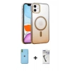 MARSİLYAN™- iPhone 11 Kılıf Ahenk Doku Özel Seri - Şeffaf Uv Polymer Nano Ekran Koruyucu + Neon Fosforlu Kamera Lens - YL