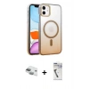 MARSİLYAN™- iPhone 11 Kılıf Ahenk Doku Özel Seri - Şeffaf Uv Polymer Nano Ekran Koruyucu + Pers Alüminyum Kamera Lens - YL