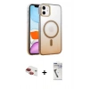 MARSİLYAN™- iPhone 11 Kılıf Ahenk Doku Özel Seri - Şeffaf Uv Polymer Nano Ekran Koruyucu + Pers Alüminyum Kamera Lens - KI