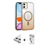 MARSİLYAN™- iPhone 11 Kılıf Ahenk Doku Özel Seri - Şeffaf Uv Polymer Nano Ekran Koruyucu + Raze Metal Kamera Lens - GS