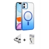 MARSİLYAN™- iPhone 11 Kılıf Ahenk Doku Özel Seri - Şeffaf Uv Polymer Nano Ekran Koruyucu + Raze Metal Kamera Lens - GS