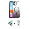 MARSİLYAN™- iPhone 11 Kılıf Ahenk Doku Özel Seri - Şeffaf Uv Polymer Nano Ekran Koruyucu + Raze Metal Kamera Lens - KI