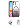 MARSİLYAN™- iPhone 11 Kılıf Ahenk Doku Özel Seri - Şeffaf Uv Polymer Nano Ekran Koruyucu + Raze Metal Kamera Lens - GS