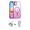MARSİLYAN™- iPhone 11 Kılıf Ahenk Doku Özel Seri - Şeffaf Uv Polymer Nano Ekran Koruyucu + Raze Metal Kamera Lens - GS