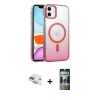 MARSİLYAN™- iPhone 11 Kılıf Ahenk Doku Özel Seri - Siyah 34D Hayalet Izgaralı Cam + Pers Alüminyum Kamera Lens - GD