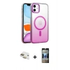 MARSİLYAN™- iPhone 11 Kılıf Ahenk Doku Özel Seri - Siyah 34D Hayalet Izgaralı Cam + Pers Alüminyum Kamera Lens - GD