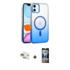 MARSİLYAN™- iPhone 11 Kılıf Ahenk Doku Özel Seri - Siyah 34D Hayalet Izgaralı Cam + Pers Alüminyum Kamera Lens - GD