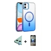 MARSİLYAN™- iPhone 11 Kılıf Ahenk Doku Özel Seri - Siyah 34D Hayalet Izgaralı Cam + Raze Metal Kamera Lens - MI