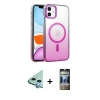 MARSİLYAN™- iPhone 11 Kılıf Ahenk Doku Özel Seri - Siyah 34D Hayalet Izgaralı Cam + Raze Metal Kamera Lens - MI