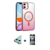 MARSİLYAN™- iPhone 11 Kılıf Ahenk Doku Özel Seri - Siyah 34D Hayalet Izgaralı Cam + Raze Metal Kamera Lens - MI