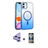 MARSİLYAN™- iPhone 11 Kılıf Ahenk Doku Özel Seri - Siyah 34D Hayalet Izgaralı Cam + Raze Metal Kamera Lens - MR