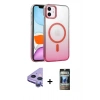 MARSİLYAN™- iPhone 11 Kılıf Ahenk Doku Özel Seri - Siyah 34D Hayalet Izgaralı Cam + Raze Metal Kamera Lens - MR