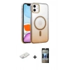 MARSİLYAN™- iPhone 11 Kılıf Ahenk Doku Özel Seri - Siyah 34D Hayalet Izgaralı Cam + Renkli Kamera Lens Koruma Cam - PE