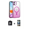 MARSİLYAN™- iPhone 11 Kılıf Ahenk Doku Özel Seri - Siyah 34D Hayalet Izgaralı Cam + PVD Metal Kamera Lens - YL
