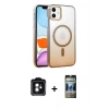 MARSİLYAN™- iPhone 11 Kılıf Ahenk Doku Özel Seri - Siyah 34D Hayalet Izgaralı Cam + PVD Metal Kamera Lens - YL