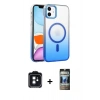 MARSİLYAN™- iPhone 11 Kılıf Ahenk Doku Özel Seri - Siyah 34D Hayalet Izgaralı Cam + PVD Metal Kamera Lens - SH