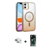 MARSİLYAN™- iPhone 11 Kılıf Ahenk Doku Özel Seri - Siyah 360 Mat Full Body Arka Koruyucu + Pers Alüminyum Kamera Lens - YL