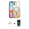 MARSİLYAN™- iPhone 11 Kılıf Ahenk Doku Özel Seri - Siyah 360 Mat Full Body Arka Koruyucu + Renkli Kamera Lens Koruma Cam - SI