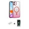 MARSİLYAN™- iPhone 11 Kılıf Ahenk Doku Özel Seri - Siyah 360 Mat Full Body Arka Koruyucu + Renkli Kamera Lens Koruma Cam - SI