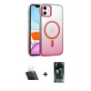 MARSİLYAN™- iPhone 11 Kılıf Ahenk Doku Özel Seri - Siyah 360 Mat Full Body Arka Koruyucu + Şeffaf Kamera Lens Koruma Cam