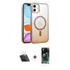 MARSİLYAN™- iPhone 11 Kılıf Ahenk Doku Özel Seri - Siyah 360 Mat Full Body Arka Koruyucu + Şeffaf Kamera Lens Koruma Cam