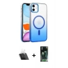 MARSİLYAN™- iPhone 11 Kılıf Ahenk Doku Özel Seri - Siyah 360 Mat Full Body Arka Koruyucu + Şeffaf Kamera Lens Koruma Cam