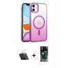 MARSİLYAN™- iPhone 11 Kılıf Ahenk Doku Özel Seri - Siyah 360 Mat Full Body Arka Koruyucu + Şeffaf Kamera Lens Koruma Cam