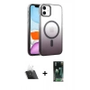 MARSİLYAN™- iPhone 11 Kılıf Ahenk Doku Özel Seri - Siyah 360 Mat Full Body Arka Koruyucu + Şeffaf Kamera Lens Koruma Cam