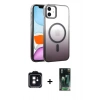 MARSİLYAN™- iPhone 11 Kılıf Ahenk Doku Özel Seri - Siyah 360 Mat Full Body Arka Koruyucu + PVD Metal Kamera Lens - SH