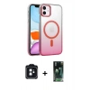 MARSİLYAN™- iPhone 11 Kılıf Ahenk Doku Özel Seri - Siyah 360 Mat Full Body Arka Koruyucu + PVD Metal Kamera Lens - SH