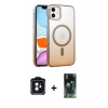 MARSİLYAN™- iPhone 11 Kılıf Ahenk Doku Özel Seri - Siyah 360 Mat Full Body Arka Koruyucu + PVD Metal Kamera Lens - SH