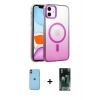 MARSİLYAN™- iPhone 11 Kılıf Ahenk Doku Özel Seri - Siyah 360 Mat Full Body Arka Koruyucu + Neon Fosforlu Kamera Lens - TU