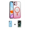 MARSİLYAN™- iPhone 11 Kılıf Ahenk Doku Özel Seri - Siyah 360 Mat Full Body Arka Koruyucu + Neon Fosforlu Kamera Lens - TU