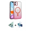 MARSİLYAN™- iPhone 11 Kılıf Ahenk Doku Özel Seri - Siyah 3D Antistatik Cam Ekran Koruyucu + Mavi Raze Metal Kamera Lens
