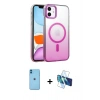 MARSİLYAN™- iPhone 11 Kılıf Ahenk Doku Özel Seri - Siyah 3D Antistatik Cam Ekran Koruyucu + Neon Fosforlu Kamera Lens - MI