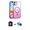 MARSİLYAN™- iPhone 11 Kılıf Ahenk Doku Özel Seri - Siyah 3D Antistatik Cam Ekran Koruyucu + PVD Metal Kamera Lens - SH