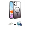 MARSİLYAN™- iPhone 11 Kılıf Ahenk Doku Özel Seri - Siyah 3D Antistatik Cam Ekran Koruyucu + Renkli Kamera Lens Koruma Cam - SI
