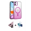 MARSİLYAN™- iPhone 11 Kılıf Ahenk Doku Özel Seri - Siyah 3D Antistatik Cam Ekran Koruyucu + Raze Metal Kamera Lens - SH