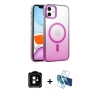 MARSİLYAN™- iPhone 11 Kılıf Ahenk Doku Özel Seri - Siyah 3D Antistatik Cam Ekran Koruyucu + PVD Metal Kamera Lens - TU